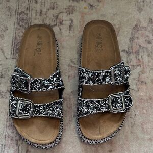 Musse & Cloud Black and White Beaded Sandals